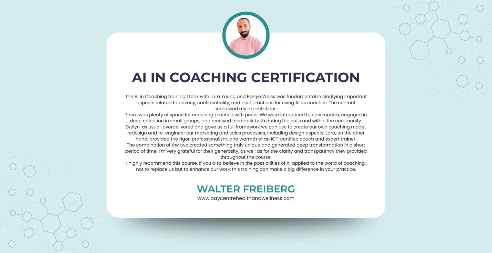 Walter Freiberg written feedback about the AI in Coaching Certification