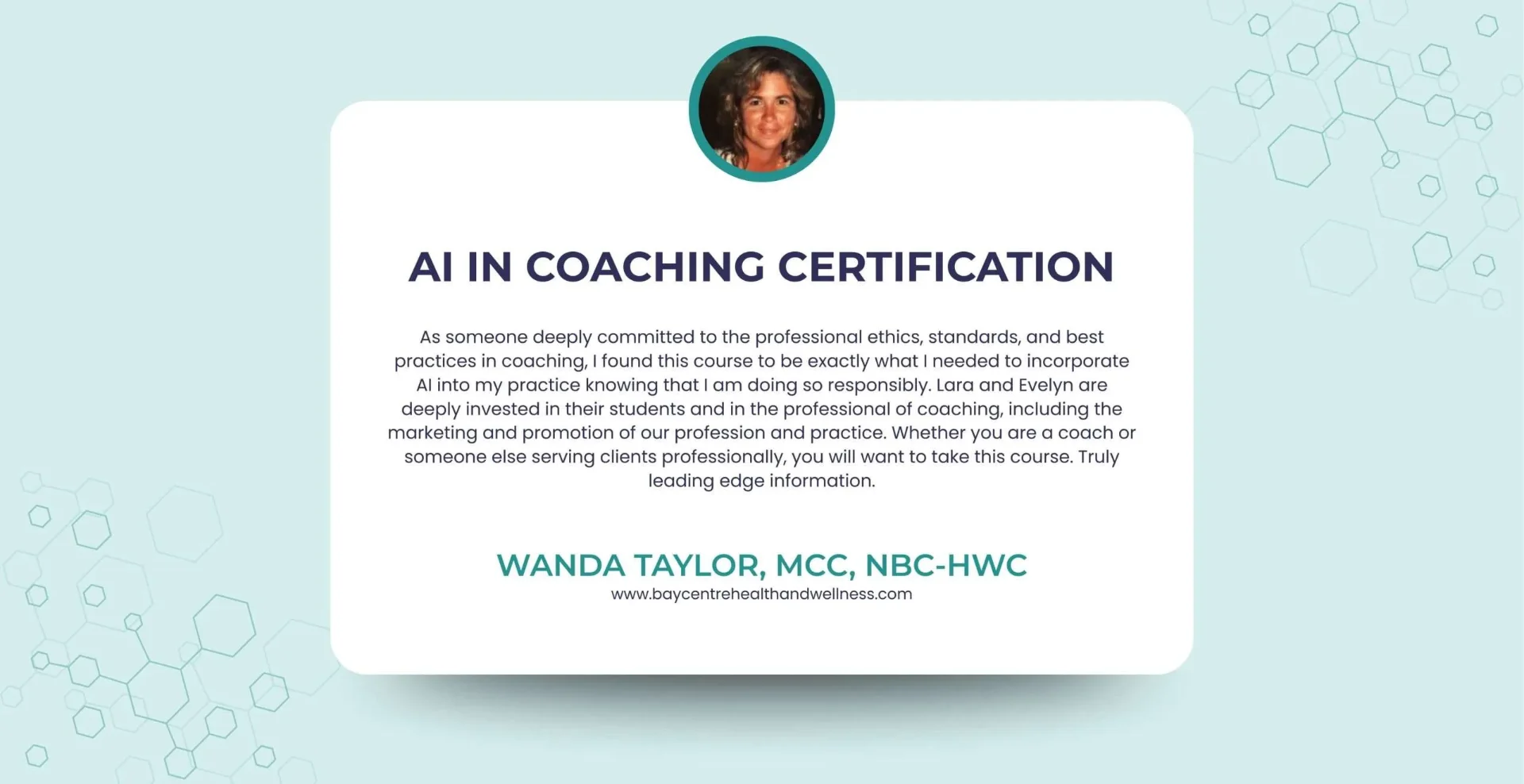 Wanda Taylor MCC NBC-HWC written feedback about the AI in Coaching Certification